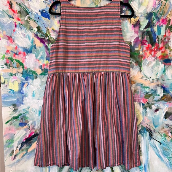 Madewell Scoop Neck Tank Dress in Rainbow Stripe - Picture 4 of 4
